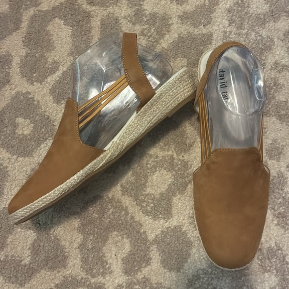 NWOT David Tate Leather Espadrilles - Nelly Size 9.5 Tan Summer Wedge - Picture 2 of 5